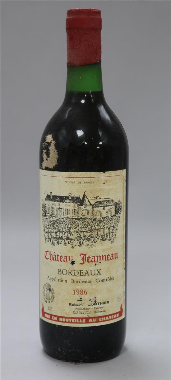 Nineteen bottles of Chateau Jeanneau, Bordeaux, 1986.